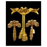 3 PC LOT ORNATE GOLD RIBBON WALL HANGINGS