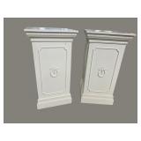 2 WHITE CARVED LARGE PEDESTALS