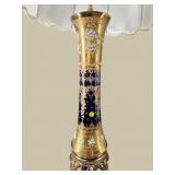 LARGE BOHEMIAN COBALT GOLD AND FLORAL TABLE