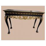 CHIPPENDALE BLACK LACQUERED GOLD ADORNED CONSOLE