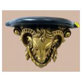ORNATE GOLD RAMS HEAD WALL SHELF