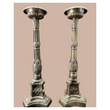 2 LARGE BRONZE FRENCH EMPIRE CANDLESTANDS