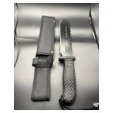 STAINLESS TACTICAL KNIFE IN SHEATH