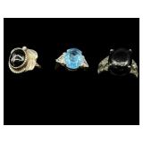 3 PC LOT OF STERLING 925 AND 18KGP COSTUME RINGS