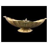 LARGE HAMMERED BRASS ORNATE CONSOLE CENTERPIECE