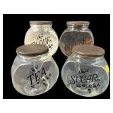 SET OF 4 VINTAGE GLASS CANISTERS