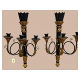 2 ITALIAN FLORENTIA BLACK AND GOLD SCONCES