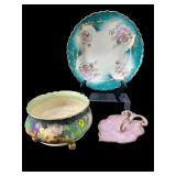 3 PC LOT HAND PAINTED PORCELAIN