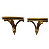 2 GOLD AND BLACK DECORATED PLUME HALF ROUND WALL