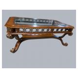 UNIVERSAL FURNITURE ORNATE GLASS TOP COFFEE TABLE