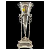 TALL ORNATE NEOCLASSICAL SILVERPLATED TRUMPET