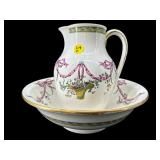 2 PC LOT SPODE ANTIQUE PORCELAIN BOWL AND PITCHER