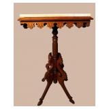 WALNUT VICTORIAN MARBLE TOP TABLE