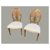 2 PLUME PAINT DECORATED DESIGNER CHAIRS