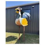 MONUMENTAL METAL CHICKEN ON STAND