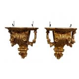 2 CHELSEA HOUSE ORNATE GOLD WALL SHELVES