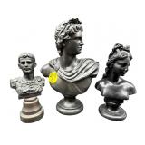 3 PC LOT OF SMALL ORNATE BUSTS
