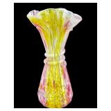 LEGRAS FRENCH SPLATTER GLASS CLEOPATRE WHEAT VASE