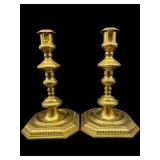 2 OVERSIZED ORNATE BRASS CANDLESTICKS