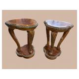 2 CLOVER TOP ORNATE END TABLES