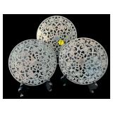 LOT OF 3 WEBSTER STERLING SILVER OVERLAY GLASS