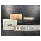LOT OF 4 DECORATIVE WALL SIGNS