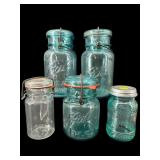 5 PC LOT CANNING JARS