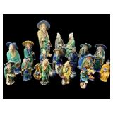 LOT OF 17 MUD FIGURINES