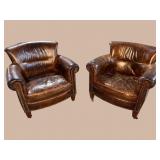 2 DISTRESSED LEATHER CLUB CHAIRS
