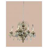FRENCH EMPIRE BRASS PRISM CHANDELIER