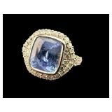 PLATINUM BLUE SAPPHIRE & DIAMOND RING