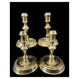 4 PC LOT VIRGINIA METALCRAFTERS BRASS CANDLESTICKS