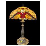 TIFFANY STYLE LEADED GLASS TABLE LAMP