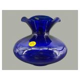 COBALT BLUE SCALLOPED VASE