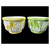 PR OF DECORATIVE BAMBOO CERAMIC PLANTERS