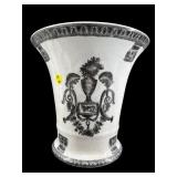 LARGE BLACK AND WHITE DECORATIVE PORCELAIN VASE