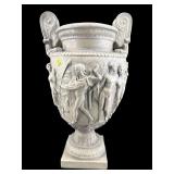 LARGE RESIN CARVED FIGURAL URN
