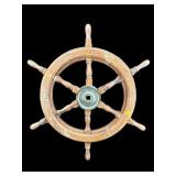 LARGE ANTIQUE WOODEN SHIPS WHEEL