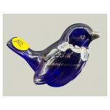 FENTON HAND PAINTED 25TH ANNIVERSARY COBALT BIRD