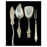 4 PC LOT SMALL ORNATE SILVERPLATE SERVING UTENSILS