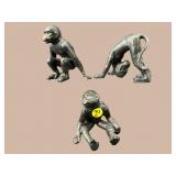 3 PC LOT CAST IRON MONKEY FIGURINES