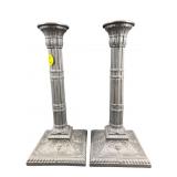 PR OF ITALIAN BLACK JASPERWARE ORNATE CANDLESTICKS
