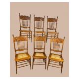 6 RARE OAK LARKIN PRESS BACK CHAIRS