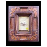 ANTIQUE TRAMP ART FRAME WITH CDV PORTRAIT