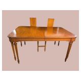 SATINWOOD CARVED DINING ROOM TABLE