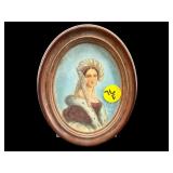 EARLY HAND PAINTED PORTRAIT OF WOMAN ON PORCELAIN