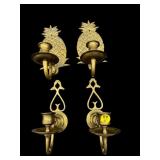 2 PAIRS OF BRASS WALL SCONCES