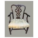 19TH CENTURY SOLID MAHOGANY CHIPPENDALE ARM CHAIR
