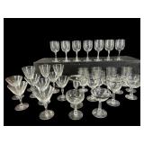 LARGE LOT SILVER RIMMED STEMWARE