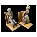 PR WOOD CARVED FIGURAL BOOKENDS